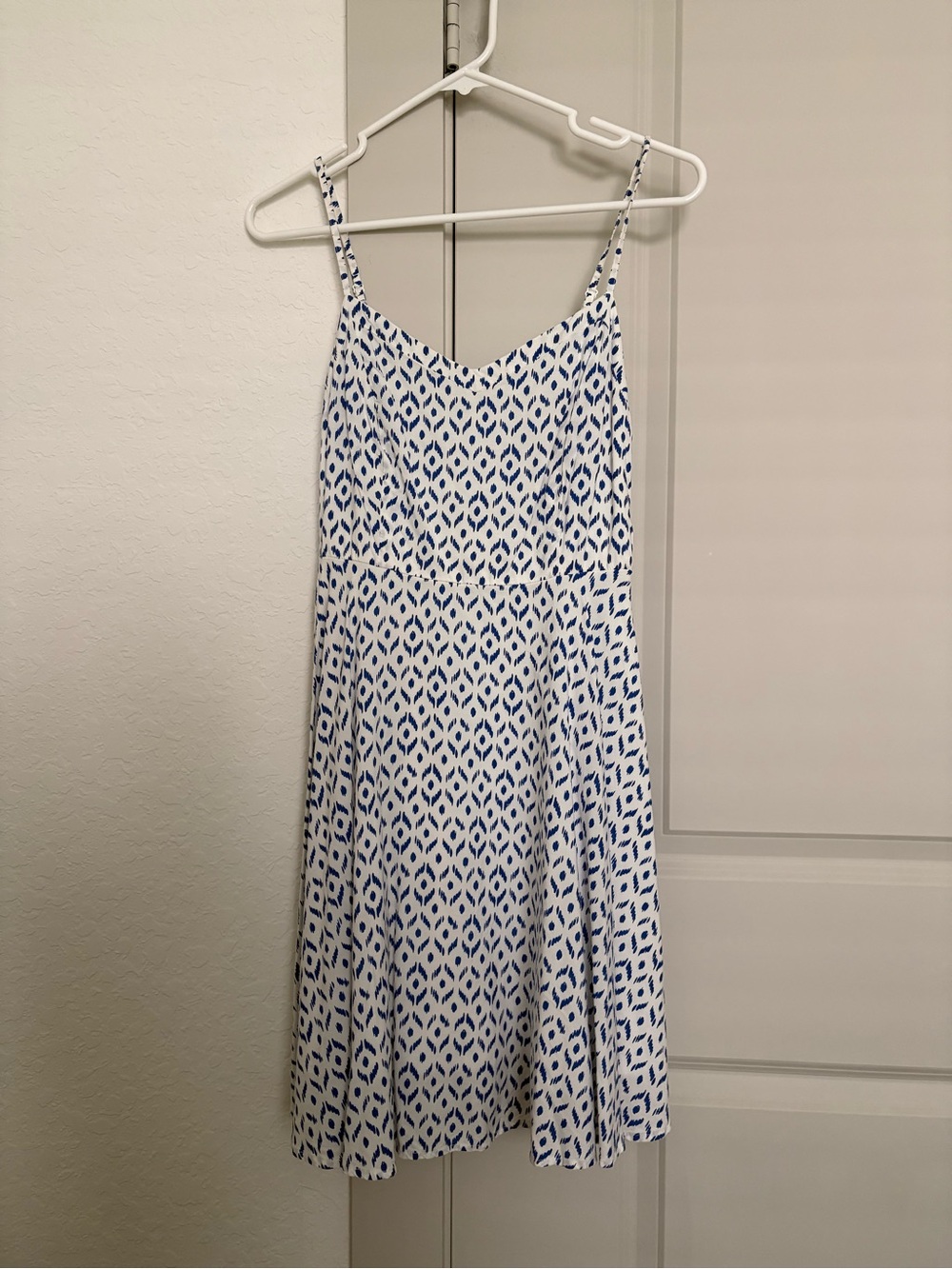 Old Navy Blue and White Printed Midi Slip Dress